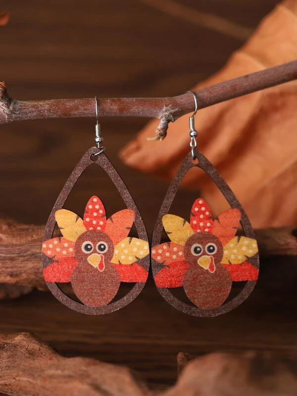 Thanksgiving Turkey Wooden Earrings