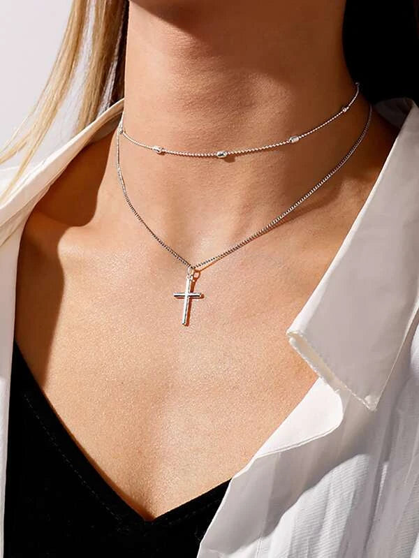 Dainty Layered Cross Necklace