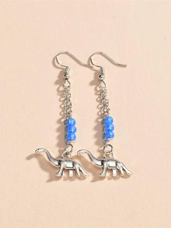 Dinosaur & Bead Earrings