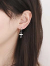 Silver Cross Hoop Earrings