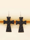 Black Textured Cross Drop Earrings