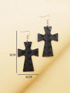Black Textured Cross Drop Earrings
