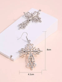 Vintage Style Silver Cross Earrings