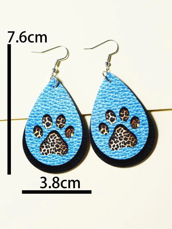 Leather Paw Print Earrings