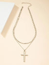 Large Layered Cross Necklace