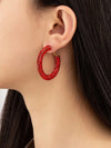 Sparkly Red Rhinestone Hoop Earrings
