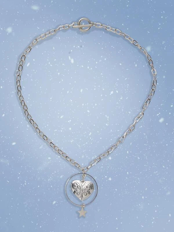 Heart and Star Short Necklace