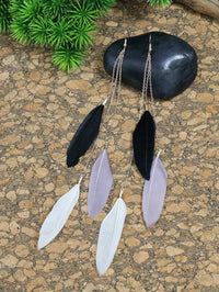 Multi Colored Feather Drop Earrings