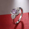 Purple Rhinestone Ring with Heart Side Accents-Choose Size