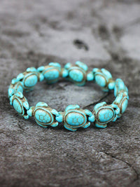 Turquoise Stone Turtle Stretch Bracelet