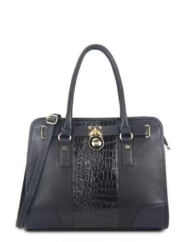 Black Faux Leather Handbag