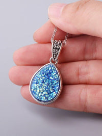 Light Blue Druzy Pendant Necklace