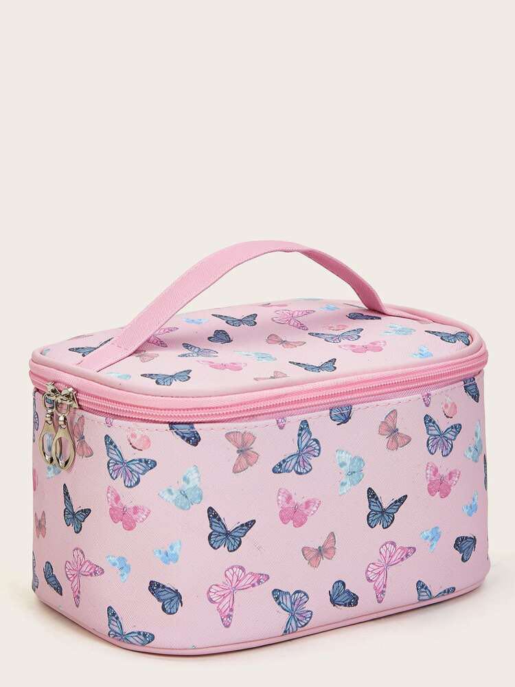 Large Butterfly Print Makeup Bag