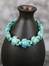 Turquoise Stone Turtle Stretch Bracelet