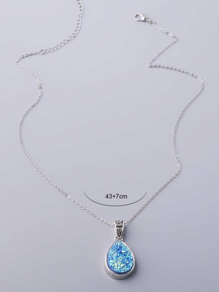 Light Blue Druzy Pendant Necklace
