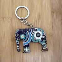 Acrylic Painted Elephant Keychain