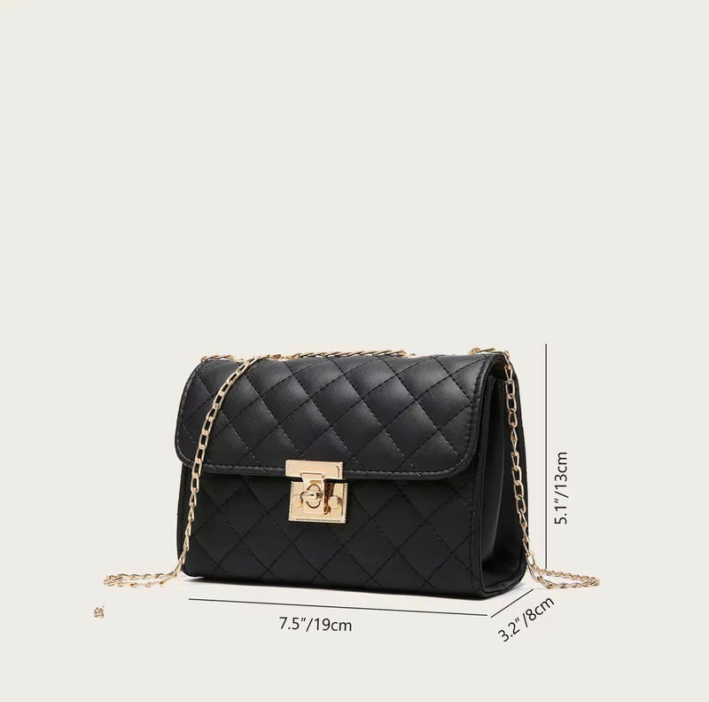 Black Quilted Chain Strap Crossbody