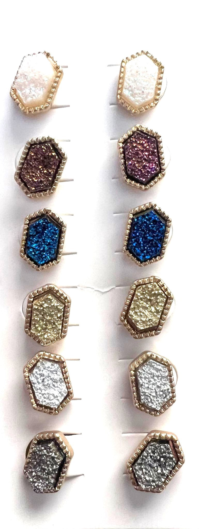 Glitter Druzy Stud Earrings-Choose Your Color
