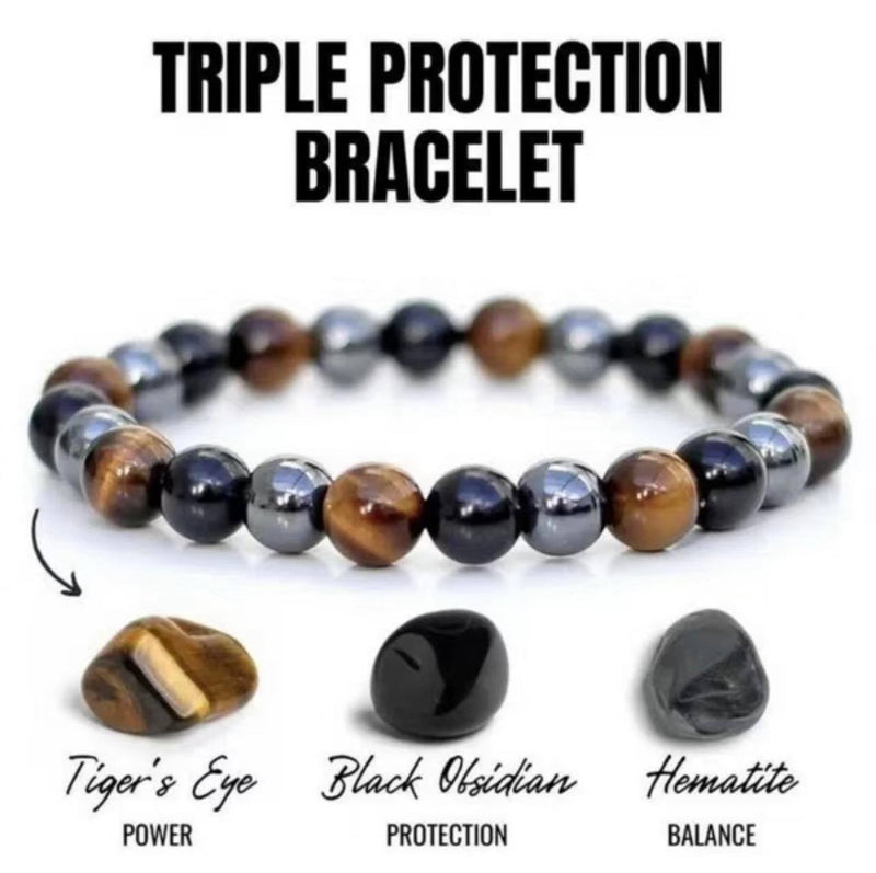 Tigers Eye & Obsidian Stretch Bracelet