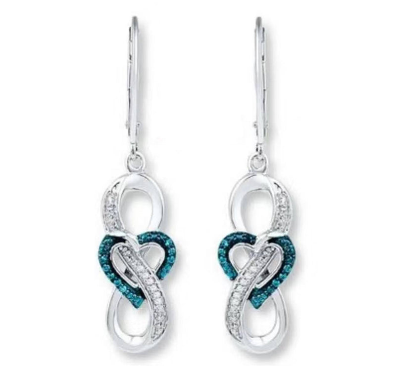 Rhinestone Infinity and Heart Earrings