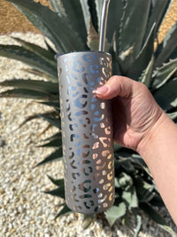 Dishwasher Safe 20 oz. Stainless Steel Cheetah Tumbler with Straw-Choose Color