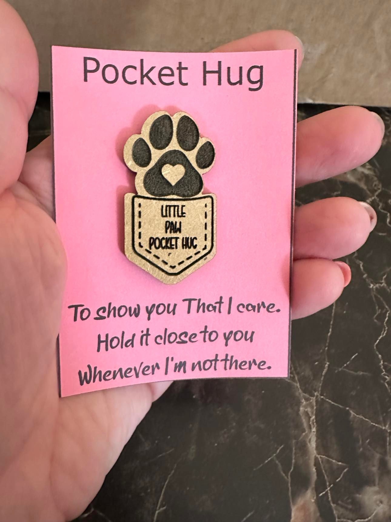 Hand Made Pocket Hug Paw Print Card