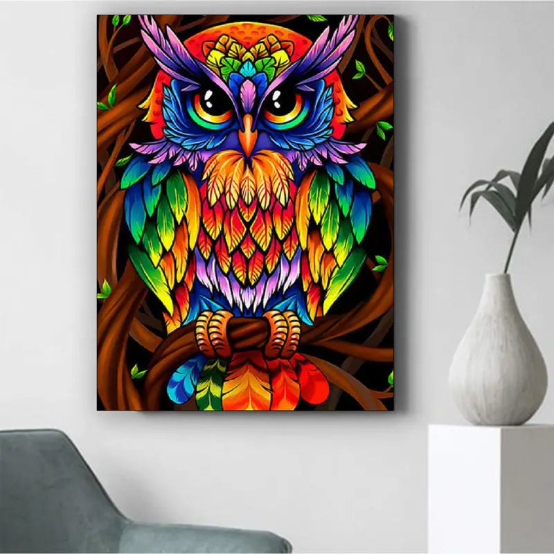 Frameless Diamond Painting Kit-Vibrant Owl