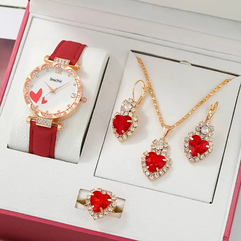 Watch and Heart Jewelry Gift Set-Choose Color