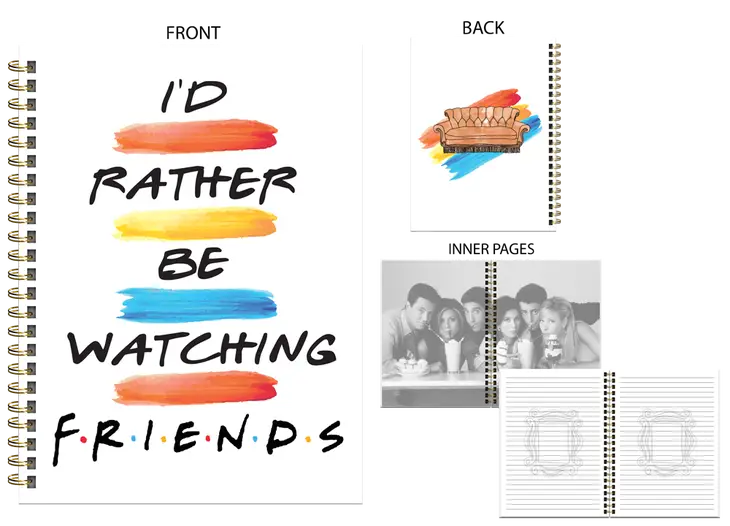 Friends I'd Rather Be Watching Friends 6" x 8" Hard Cover Spiral Journal