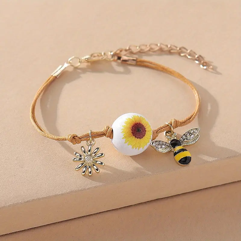 Sunflower & Bee Bracelet