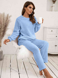 Teddy Long Sleeve Top and Pants Lounge Set-Choose Color