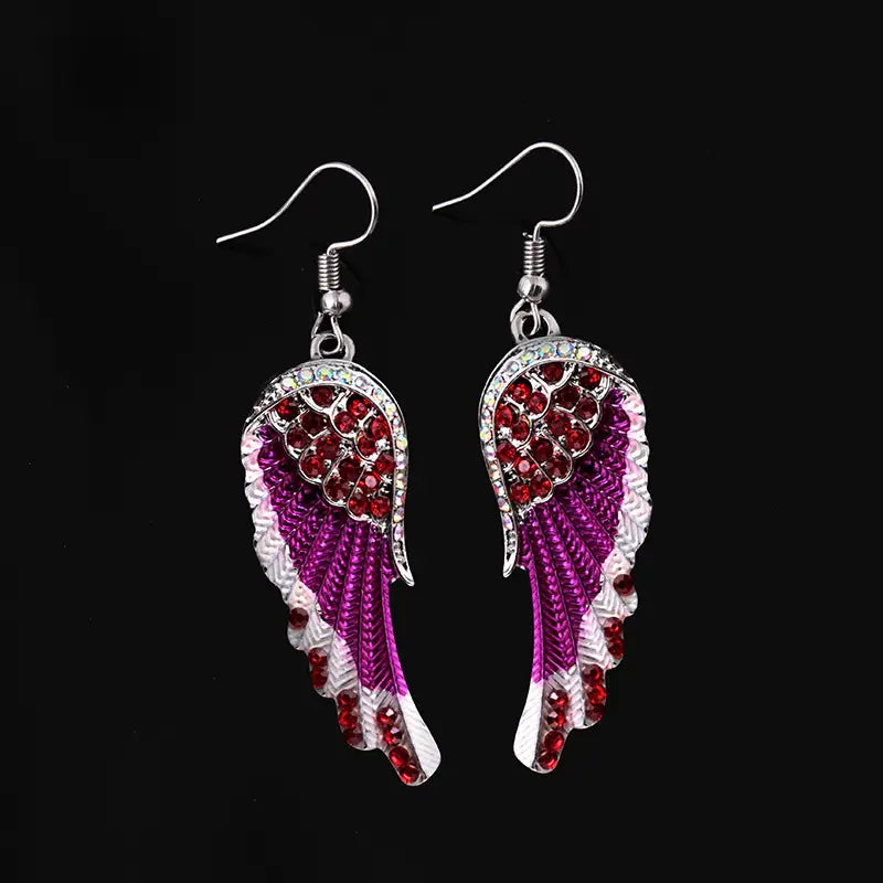Rhinestone Angel Wing Earrings-Choose Color