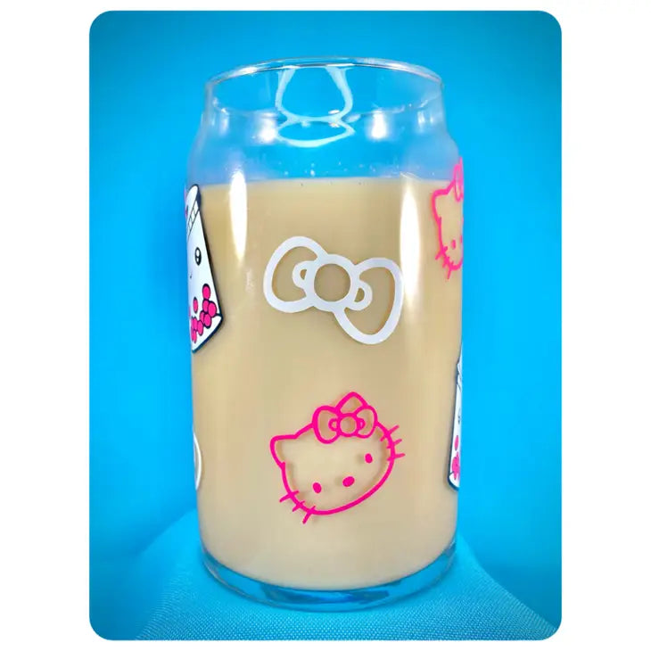 Kitty Boba Glass Cup / Iced Coffee / Milk Tea / Matcha