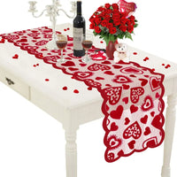Valentine's Day Lace Heart Table Runner