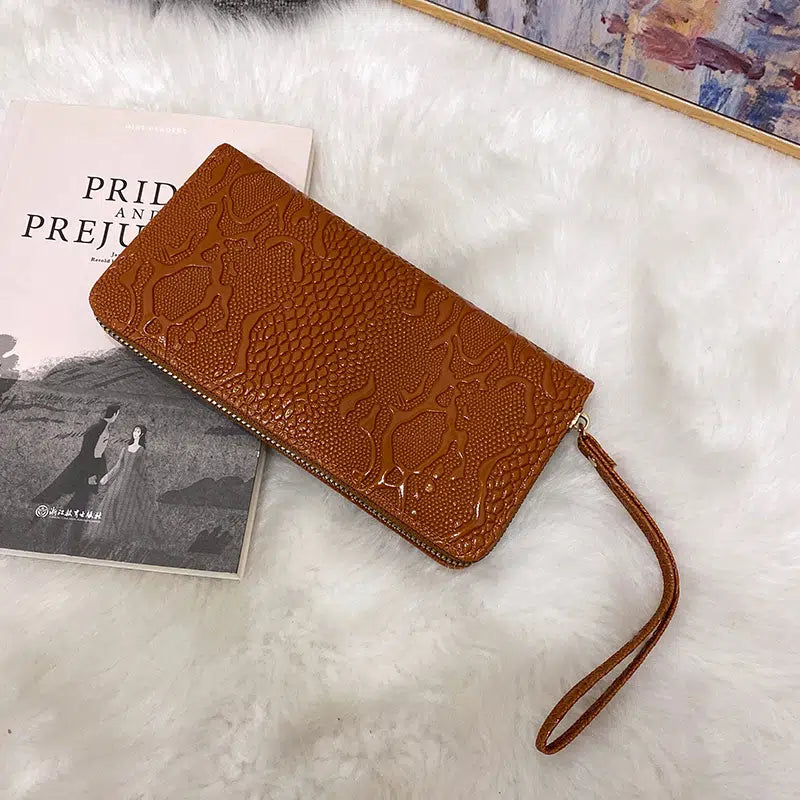 Vintage Style Embossed Zip Around Wallet w/Wristlet Strap-Choose Your Style