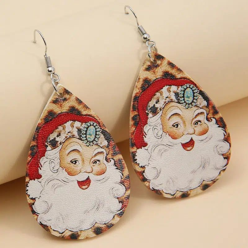 Santa Claus Leather Earrings