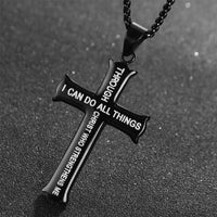 "I Can Do All Things Through Christ" Cross Necklace-Choose Color