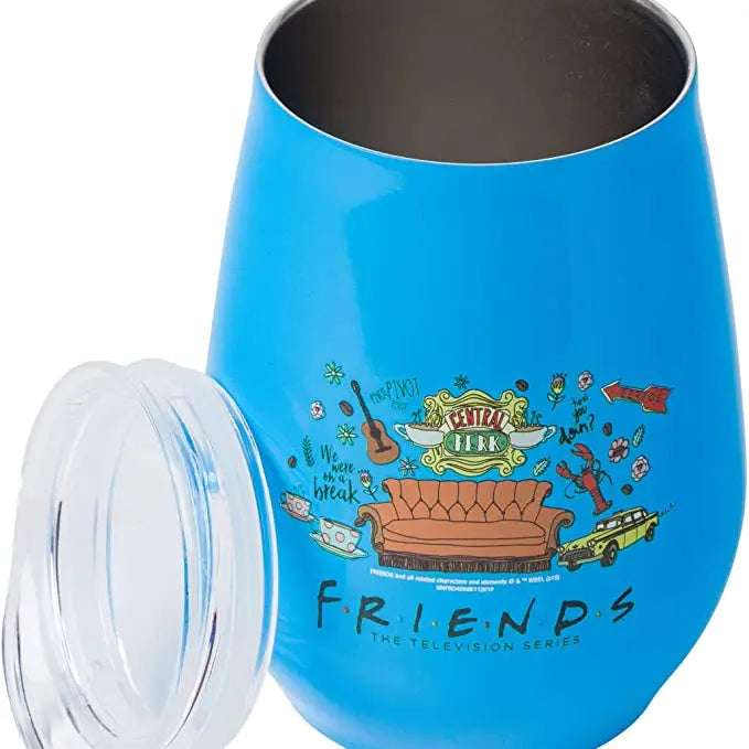 Friends Multi Doodle Icons 10oz Stainless Steel Stemless