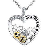 Heart and Bee Inspirational Necklace