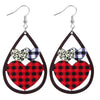 Wooden Teardrop Earrings with Hearts-Choose Style