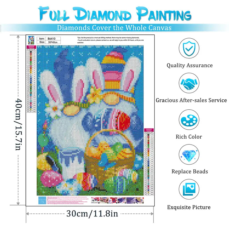 Frameless Diamond Painting Kit-Bunny Gnomes