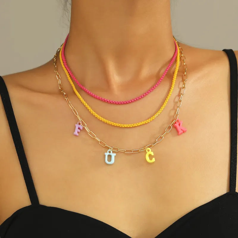 Layered Short F word Necklace