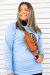 Faux Leather Fanny Pack in Camel