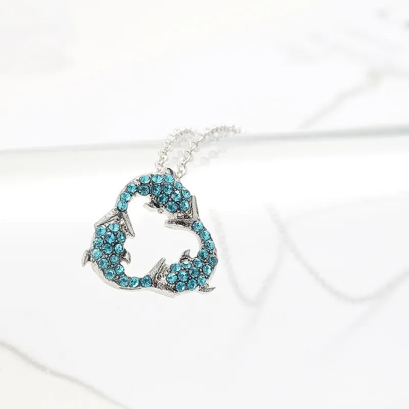 Triple Dolphin short sparkly necklace