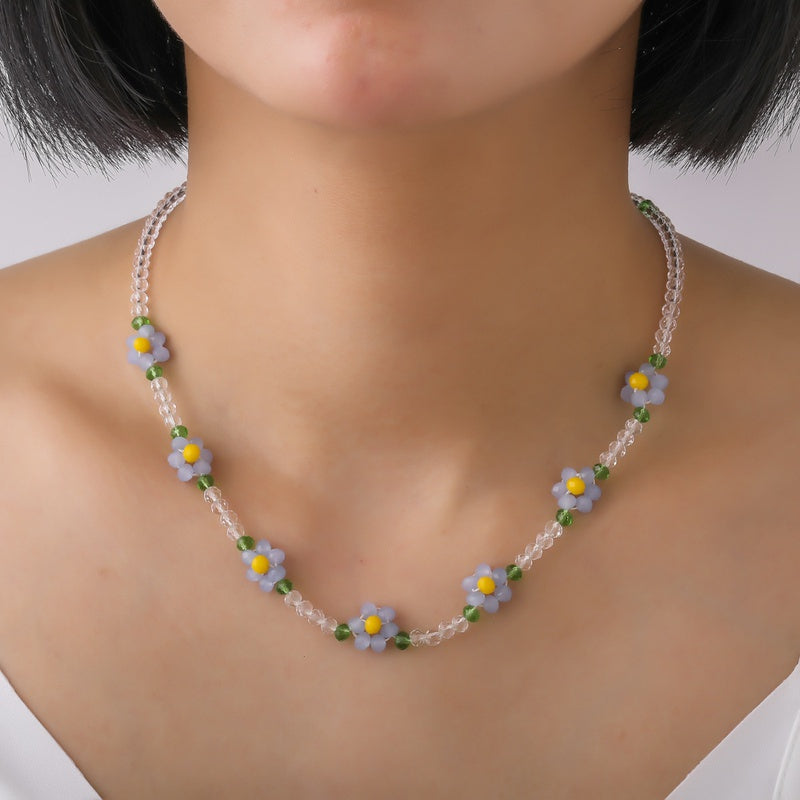 Flower Beaded Choker Necklace-Choose Your Color