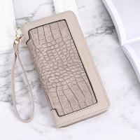 Faux Leather Textured Zip Around Wallet with Wristlet Strap-Choose Color