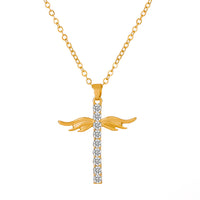 Angel Wing Cross Pendant Short Necklace-Choose Color