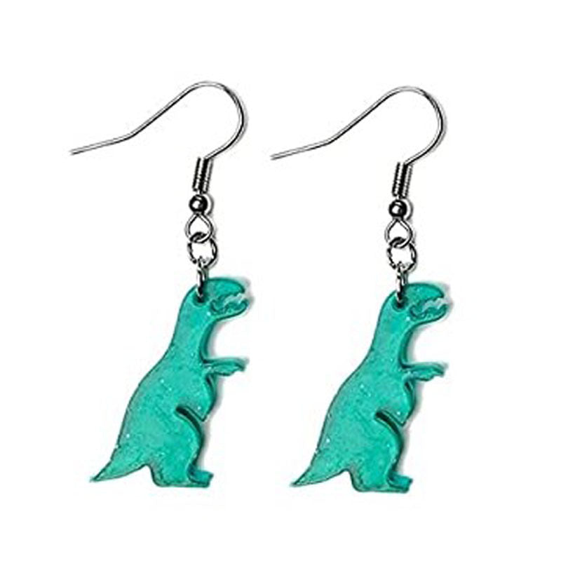 Green Dinosaur Earrings