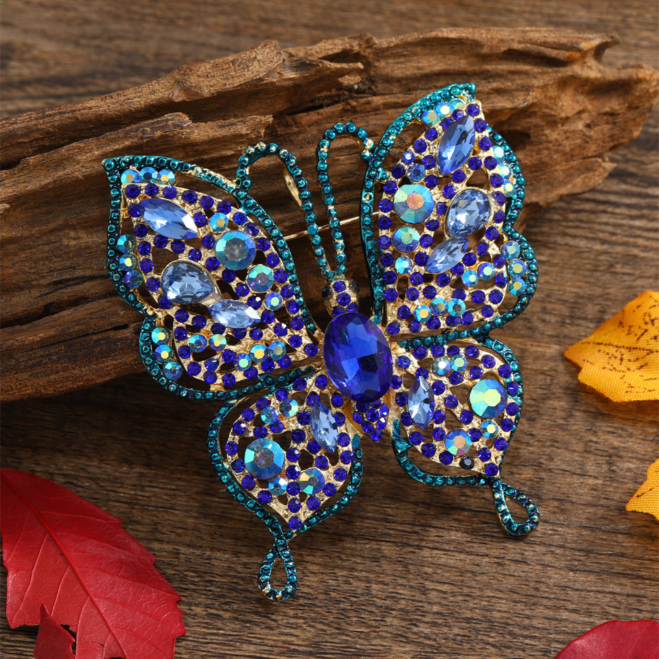 Butterfly Rhinestone Large Brooch Pins-Choose Color