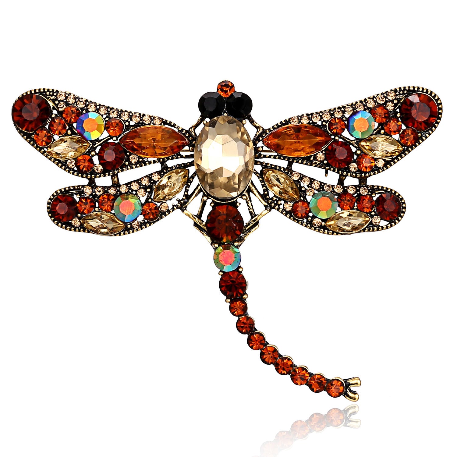 Rhinestone Dragonfly Brooch Pins-Choose Color